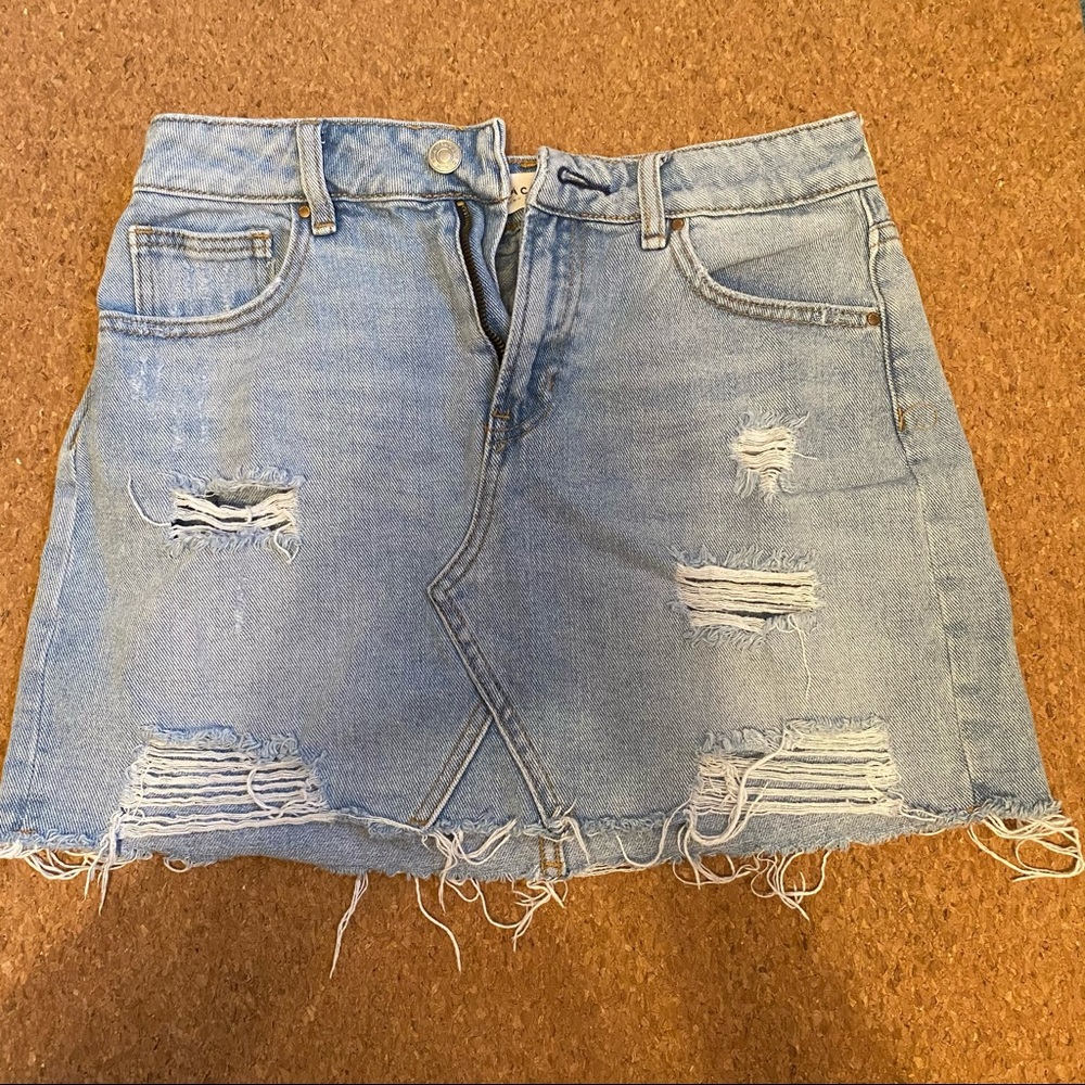 Ripped/Distressed Mini Denim Skirt